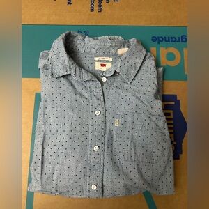 Levi's Light Blue Polka Dot Casual Classic Fit Shirt. Size Small Women